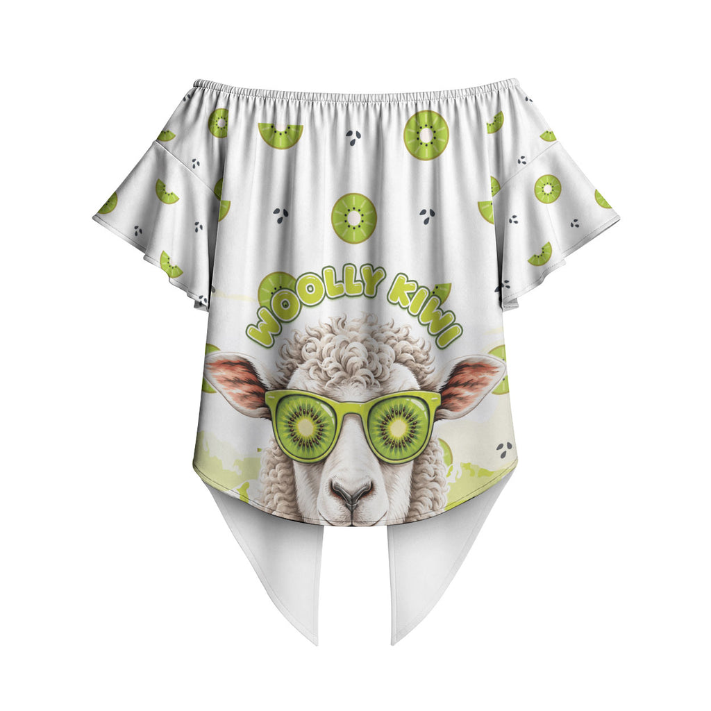 New Zealand Funny Woolly Kiwi Sheep Off Shoulder Wrap Waist Top