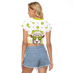 New Zealand Funny Woolly Kiwi Sheep Raglan Cropped T Shirt