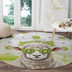 New Zealand Funny Woolly Kiwi Sheep Round Carpet