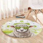 New Zealand Funny Woolly Kiwi Sheep Round Carpet