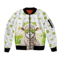 New Zealand Funny Woolly Kiwi Sheep Sleeve Zip Bomber Jacket