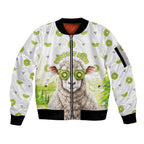 New Zealand Funny Woolly Kiwi Sheep Sleeve Zip Bomber Jacket