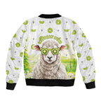 New Zealand Funny Woolly Kiwi Sheep Sleeve Zip Bomber Jacket