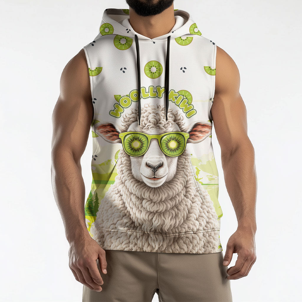 New Zealand Funny Woolly Kiwi Sheep Sleeveless Hoodie