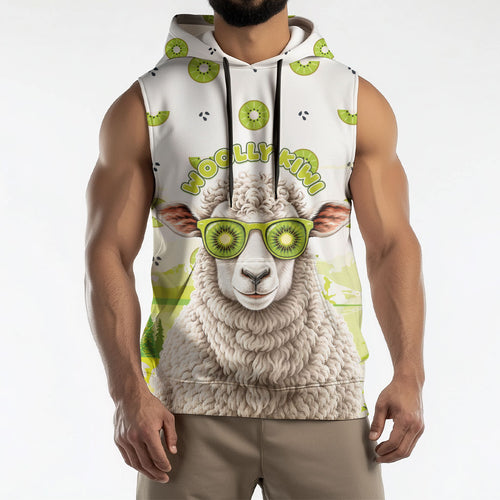 New Zealand Funny Woolly Kiwi Sheep Sleeveless Hoodie