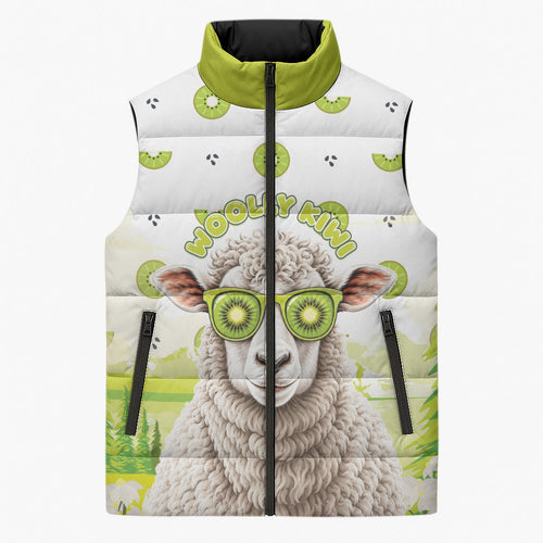 New Zealand Funny Woolly Kiwi Sheep Sleeveless Puffer Jacket