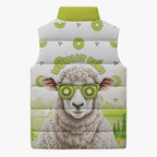 New Zealand Funny Woolly Kiwi Sheep Sleeveless Puffer Jacket