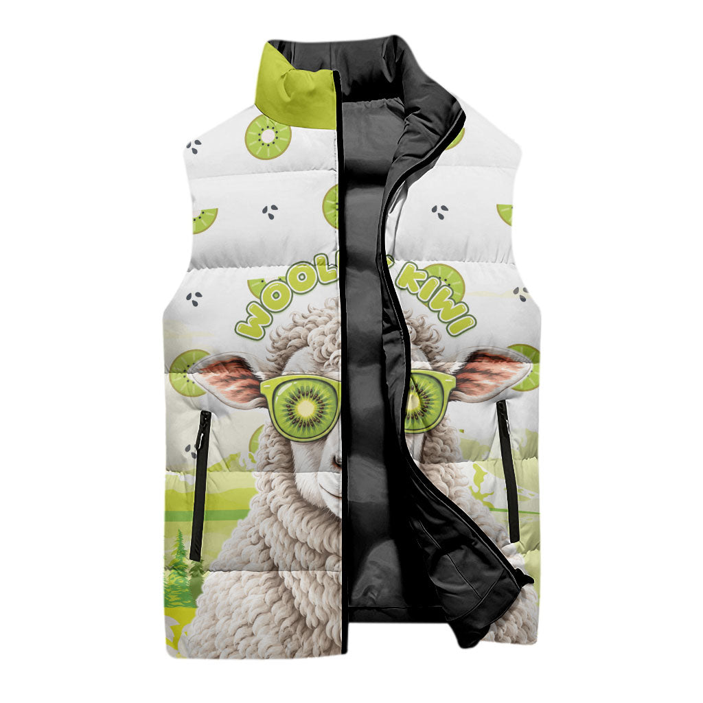 New Zealand Funny Woolly Kiwi Sheep Sleeveless Puffer Jacket