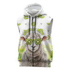 New Zealand Funny Woolly Kiwi Sheep Sleeveless Zip Hoodie
