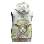 New Zealand Funny Woolly Kiwi Sheep Sleeveless Zip Hoodie