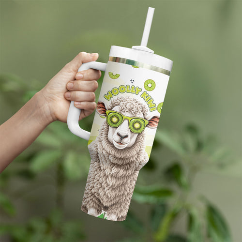 New Zealand Funny Woolly Kiwi Sheep Tumbler With Handle
