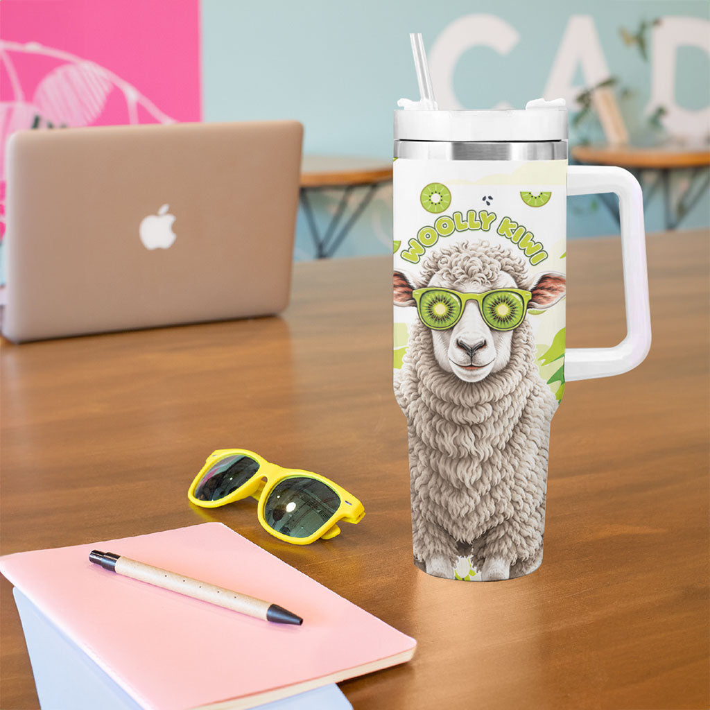 New Zealand Funny Woolly Kiwi Sheep Tumbler With Handle