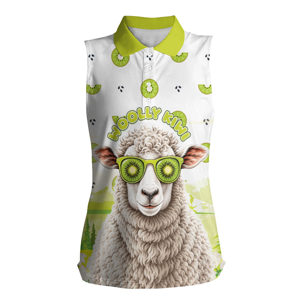 New Zealand Funny Woolly Kiwi Sheep Women Sleeveless Polo Shirt