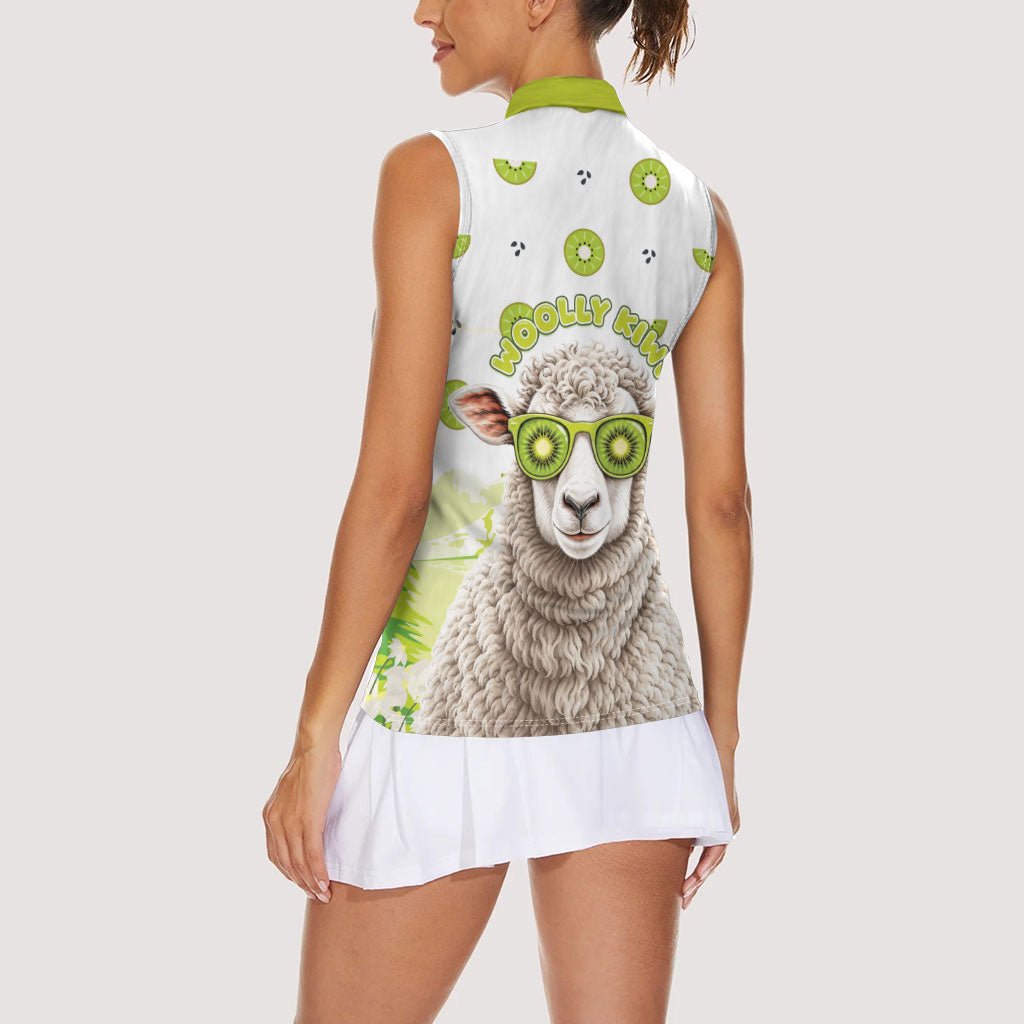 New Zealand Funny Woolly Kiwi Sheep Women Sleeveless Polo Shirt
