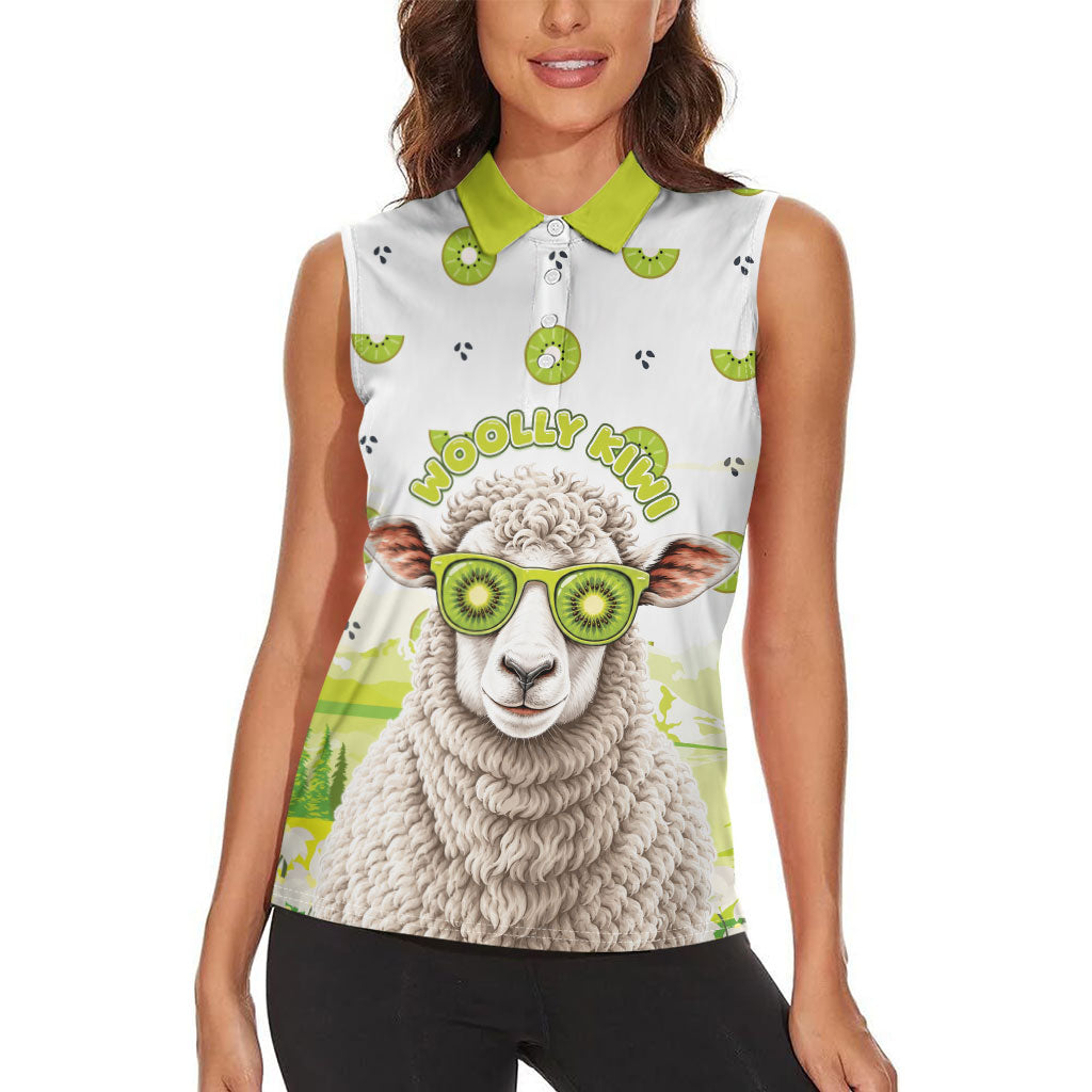 New Zealand Funny Woolly Kiwi Sheep Women Sleeveless Polo Shirt