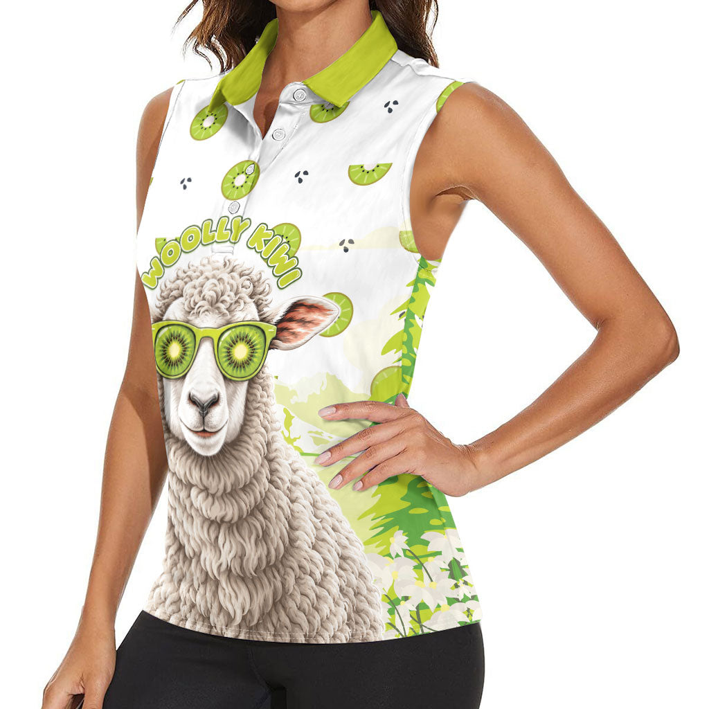 New Zealand Funny Woolly Kiwi Sheep Women Sleeveless Polo Shirt