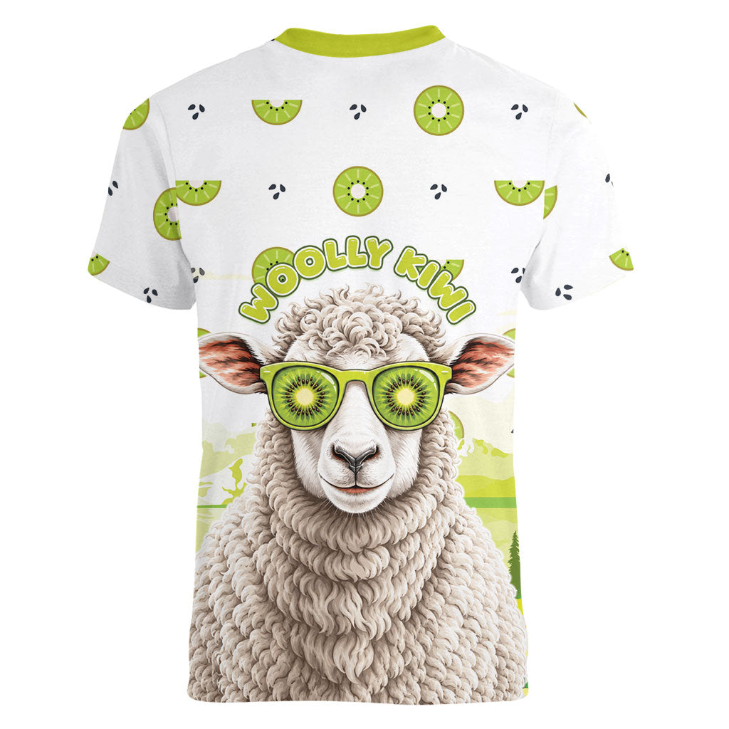 New Zealand Funny Woolly Kiwi Sheep Women V-Neck T-Shirt