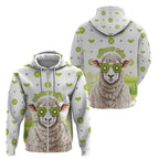 New Zealand Funny Woolly Kiwi Sheep Zip Hoodie