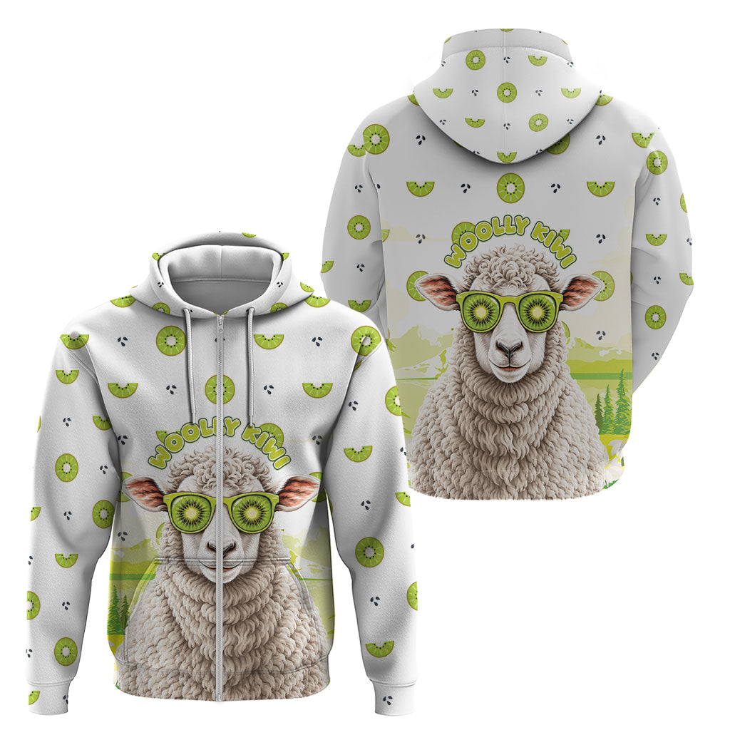 New Zealand Funny Woolly Kiwi Sheep Zip Hoodie