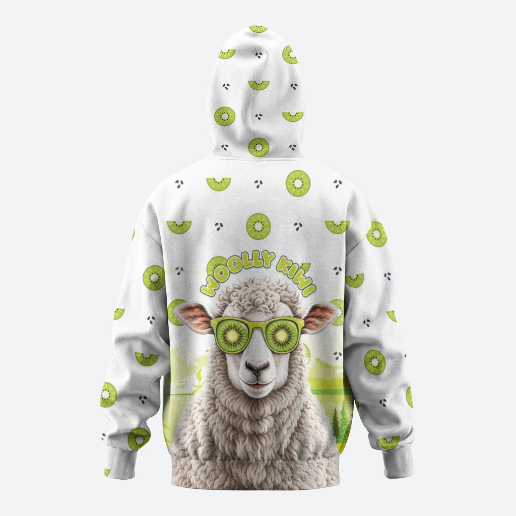 New Zealand Funny Woolly Kiwi Sheep Zip Hoodie