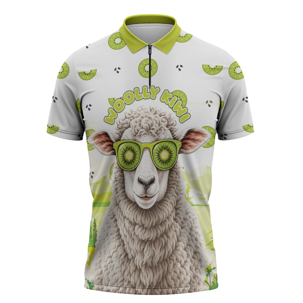 New Zealand Funny Woolly Kiwi Sheep Zipper Polo Shirt