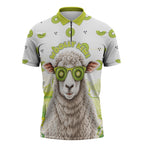 New Zealand Funny Woolly Kiwi Sheep Zipper Polo Shirt