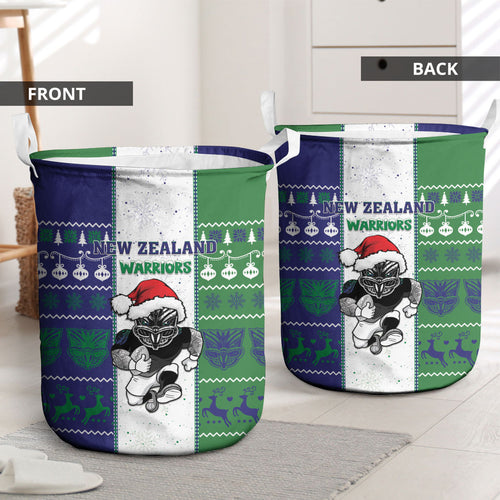 New Zealand Warriors Rugby Christmas Laundry Basket Santa Maori Mascot