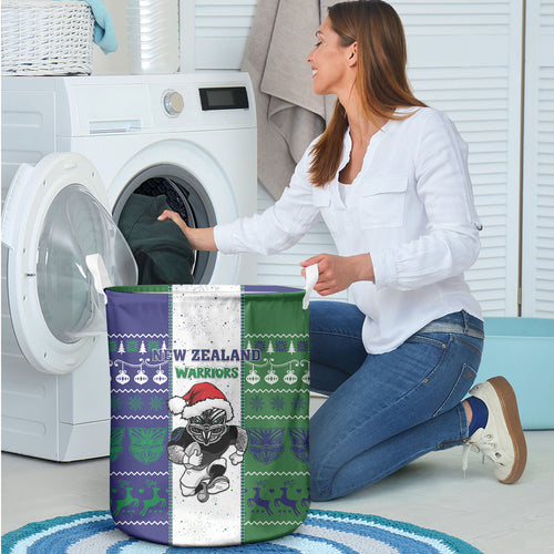 New Zealand Warriors Rugby Christmas Laundry Basket Santa Maori Mascot