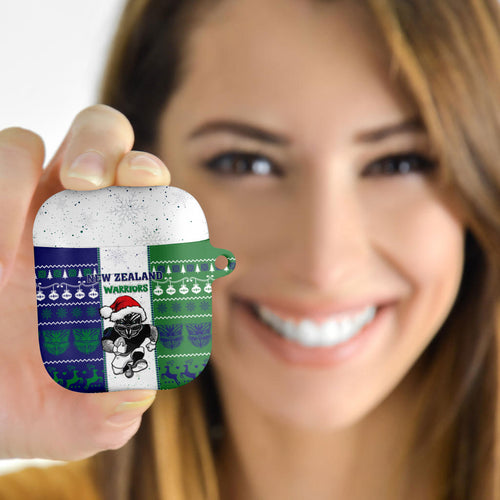 New Zealand Warriors Rugby Christmas AirPods Case Santa Maori Mascot