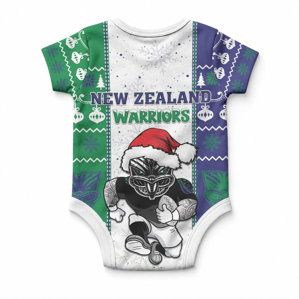 New Zealand Warriors Rugby Christmas Baby Onesie Santa Maori Mascot