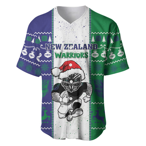 New Zealand Warriors Rugby Christmas Baseball Jersey Santa Maori Mascot