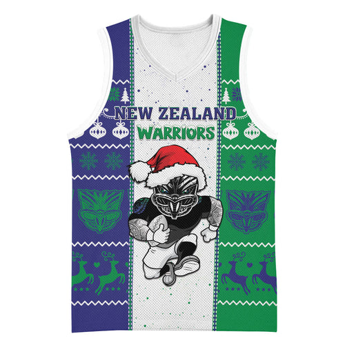New Zealand Warriors Rugby Christmas Basketball Jersey Santa Maori Mascot