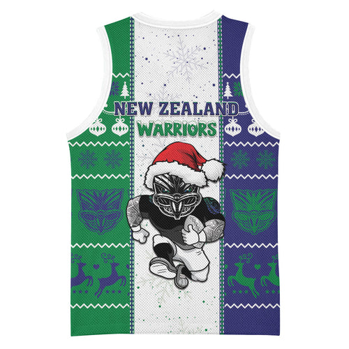 New Zealand Warriors Rugby Christmas Basketball Jersey Santa Maori Mascot