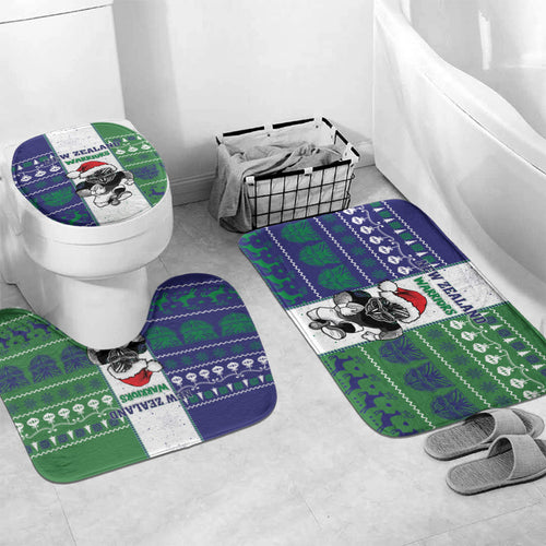 New Zealand Warriors Rugby Christmas Bathroom Set Santa Maori Mascot