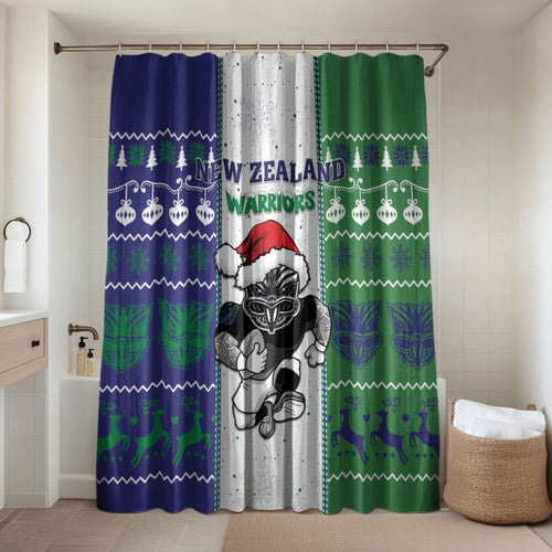 New Zealand Warriors Rugby Christmas Bathroom Set Santa Maori Mascot