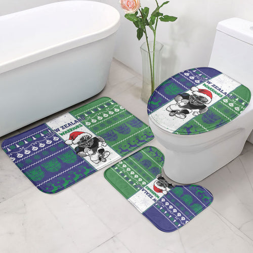 New Zealand Warriors Rugby Christmas Bathroom Set Santa Maori Mascot