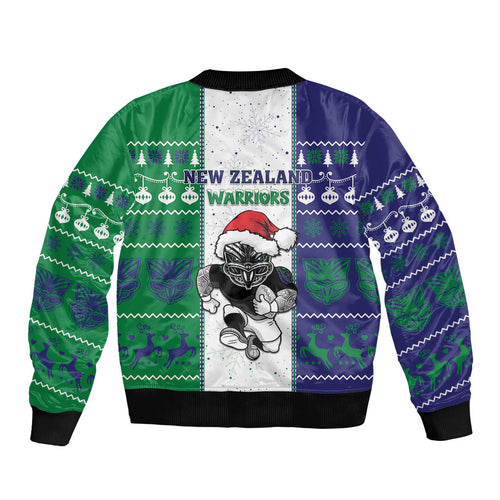 New Zealand Warriors Rugby Christmas Bomber Jacket Santa Maori Mascot