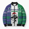 New Zealand Warriors Rugby Christmas Bomber Puffer Jacket Santa Maori Mascot
