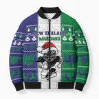 New Zealand Warriors Rugby Christmas Bomber Puffer Jacket Santa Maori Mascot