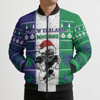 New Zealand Warriors Rugby Christmas Bomber Puffer Jacket Santa Maori Mascot