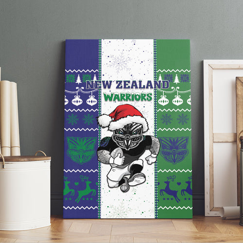 New Zealand Warriors Rugby Christmas Canvas Wall Art Santa Maori Mascot