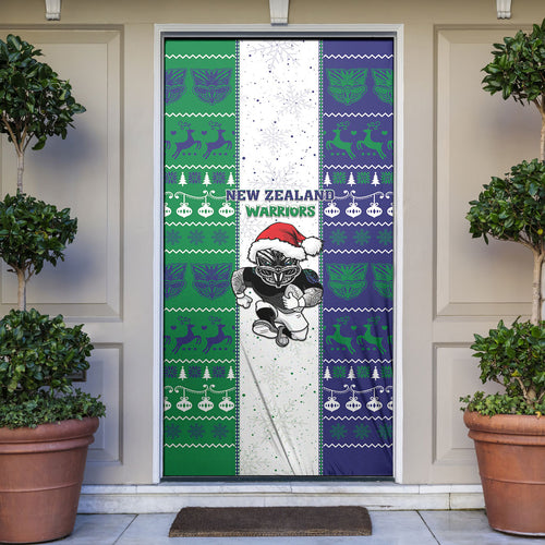 New Zealand Warriors Rugby Christmas Door Cover Santa Maori Mascot