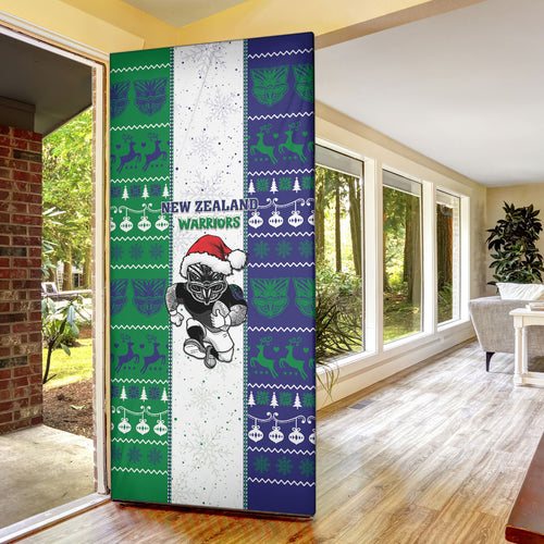 New Zealand Warriors Rugby Christmas Door Cover Santa Maori Mascot