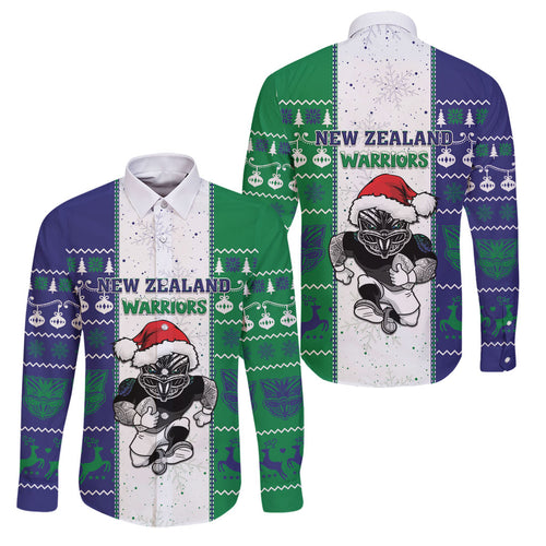 New Zealand Warriors Rugby Christmas Family Matching Short Sleeve Bodycon Dress and Hawaiian Shirt Santa Maori Mascot