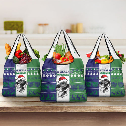 New Zealand Warriors Rugby Christmas Grocery Bag Santa Maori Mascot
