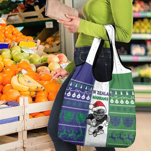 New Zealand Warriors Rugby Christmas Grocery Bag Santa Maori Mascot