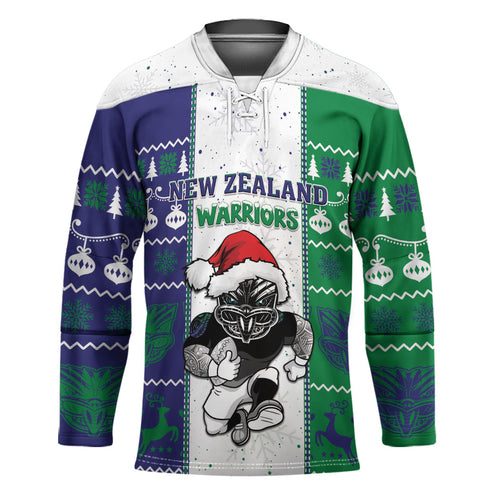 New Zealand Warriors Rugby Christmas Hockey Jersey Santa Maori Mascot