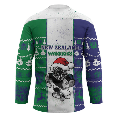 New Zealand Warriors Rugby Christmas Hockey Jersey Santa Maori Mascot