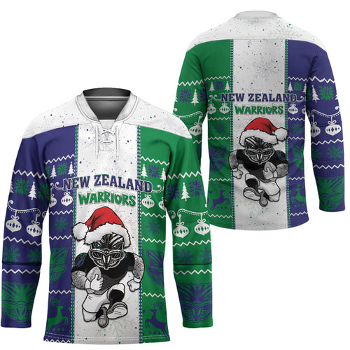 New Zealand Warriors Rugby Christmas Hockey Jersey Santa Maori Mascot