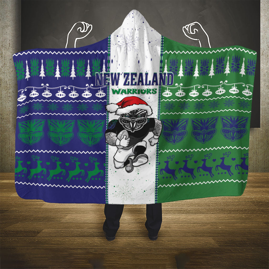 New Zealand Warriors Rugby Christmas Hooded Blanket Santa Maori Mascot